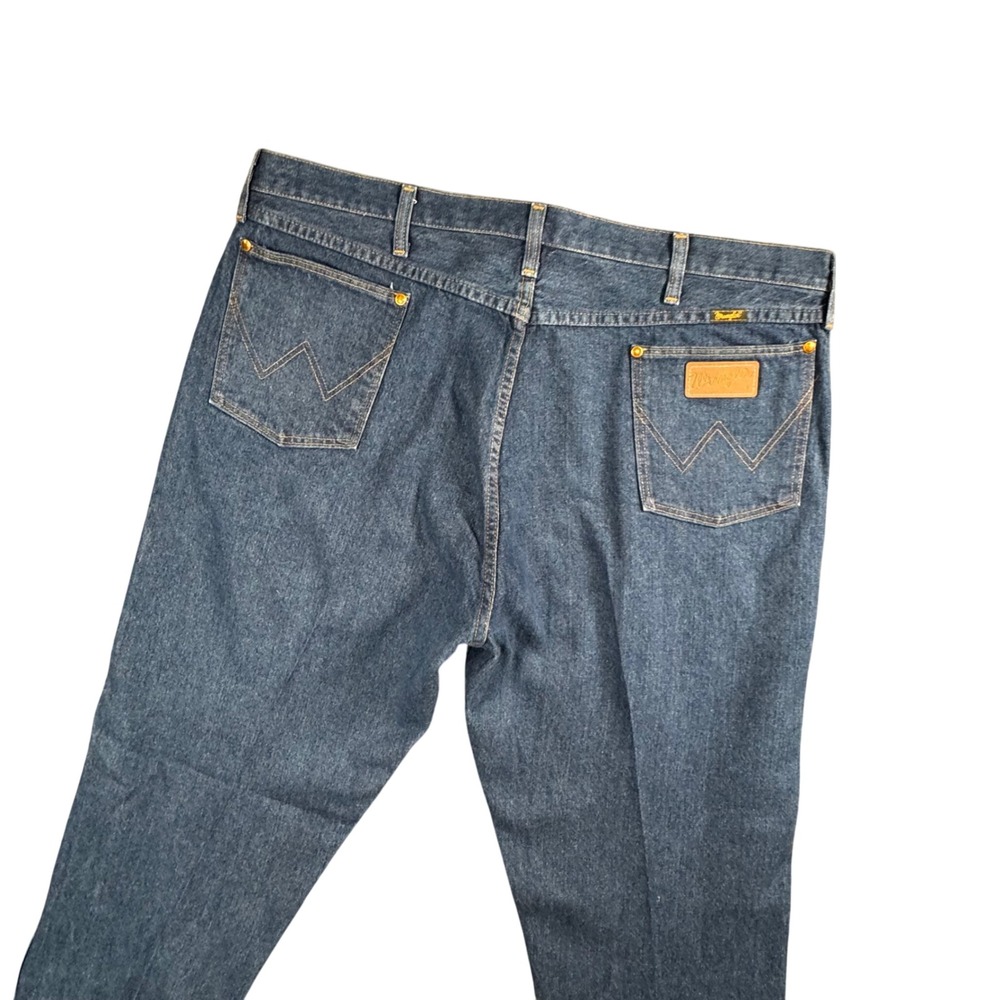 Vintage Wrangler Mens Blue‎ Denim Jeans 42x35.5 Made USA Straight Leg Cowboy Cut